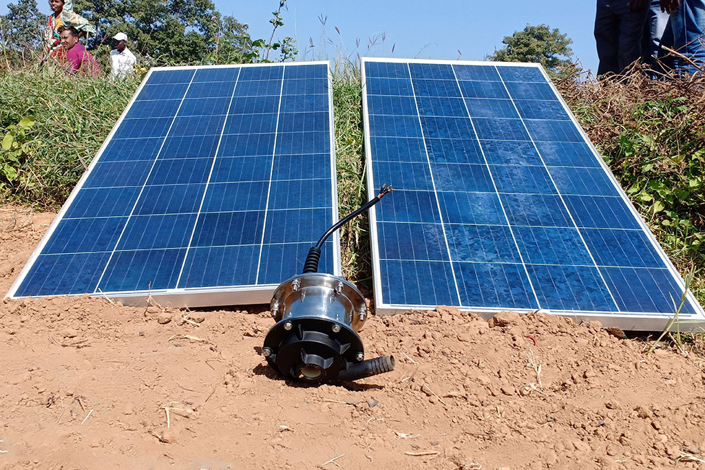 solar panels and the pump