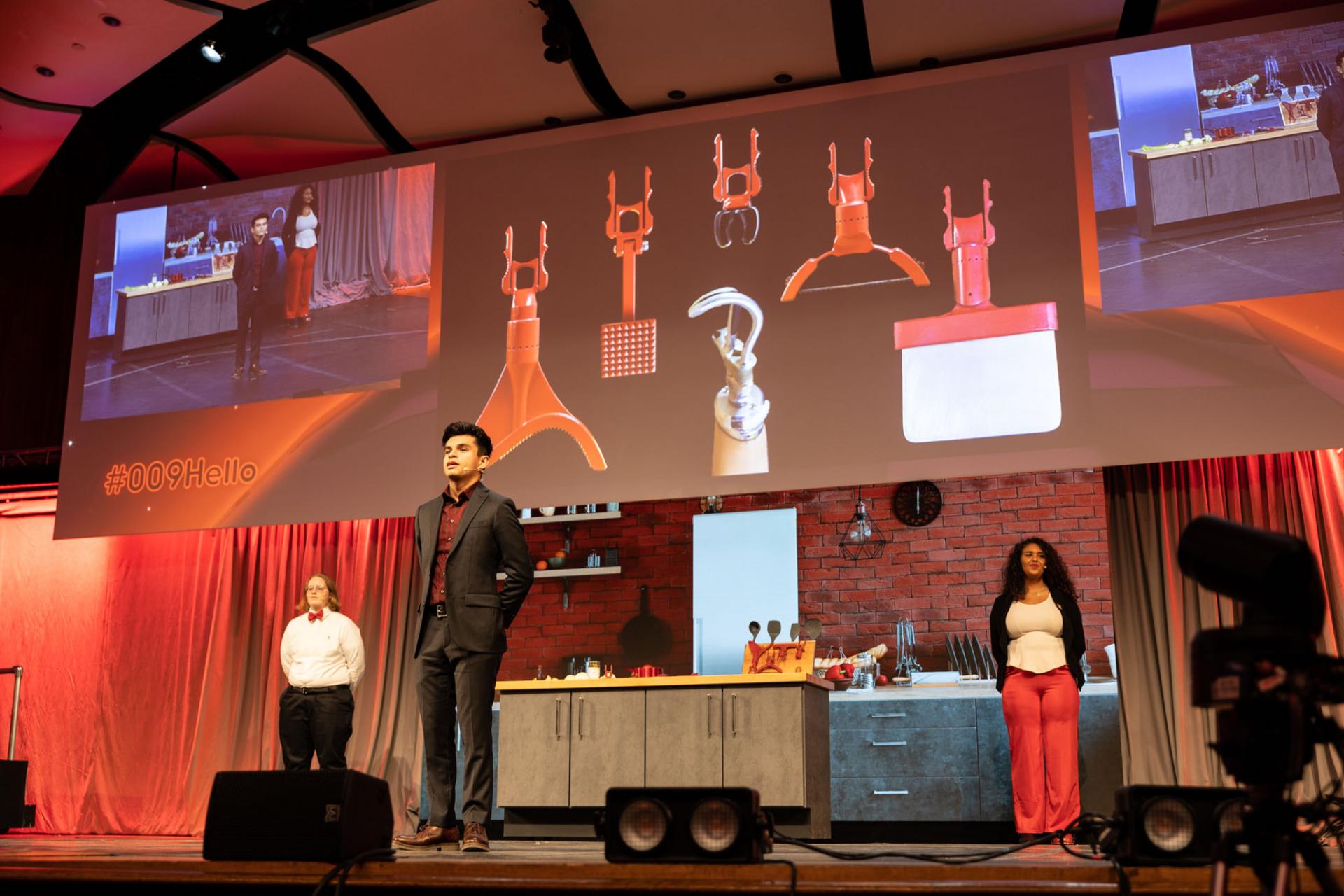 After going virtual in 2020, MechE seniors were back on the Kresge stage for the final presentations of 2.009; Product Engineering Processes.