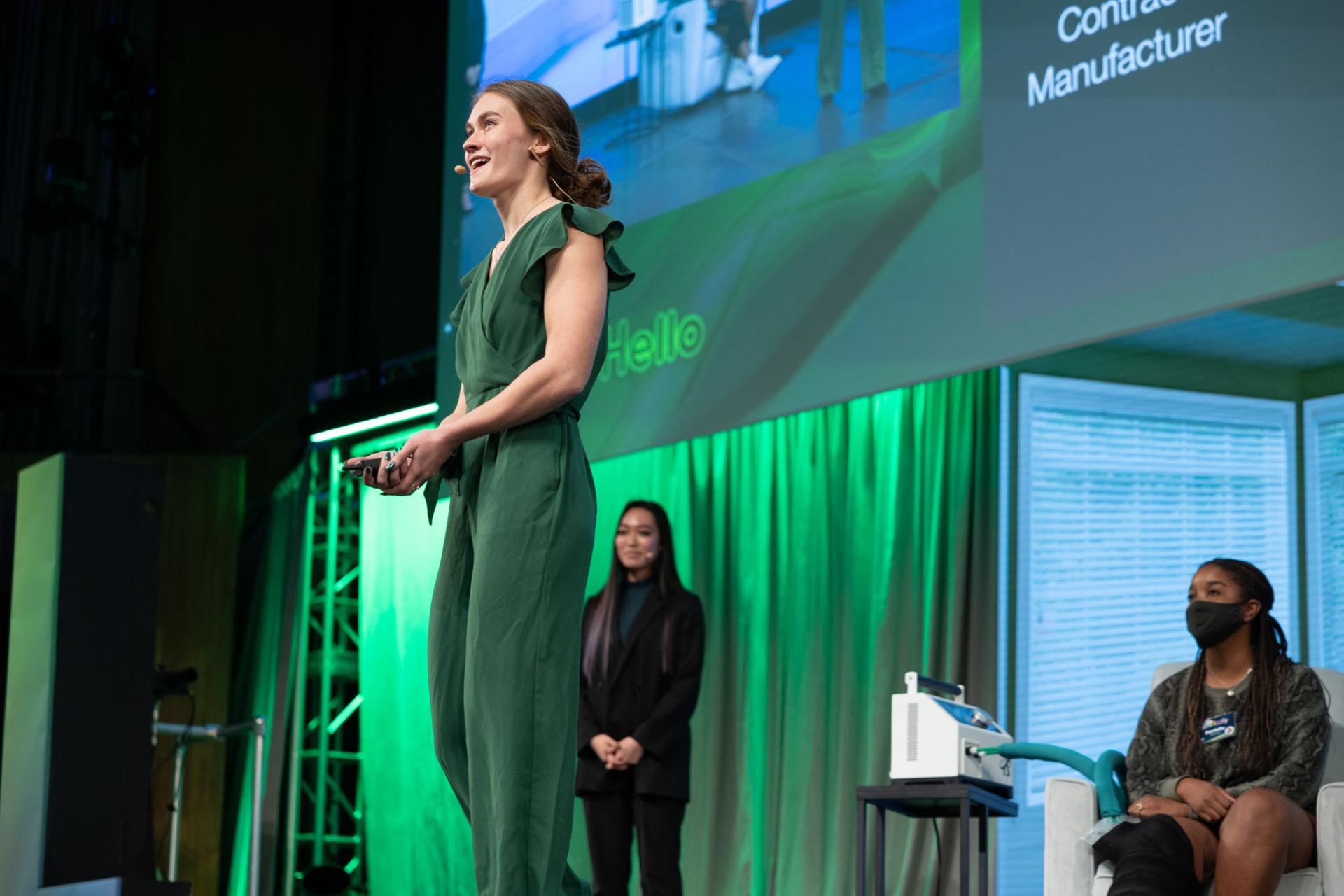 After going virtual in 2020, MechE seniors were back on the Kresge stage for the final presentations of 2.009; Product Engineering Processes.