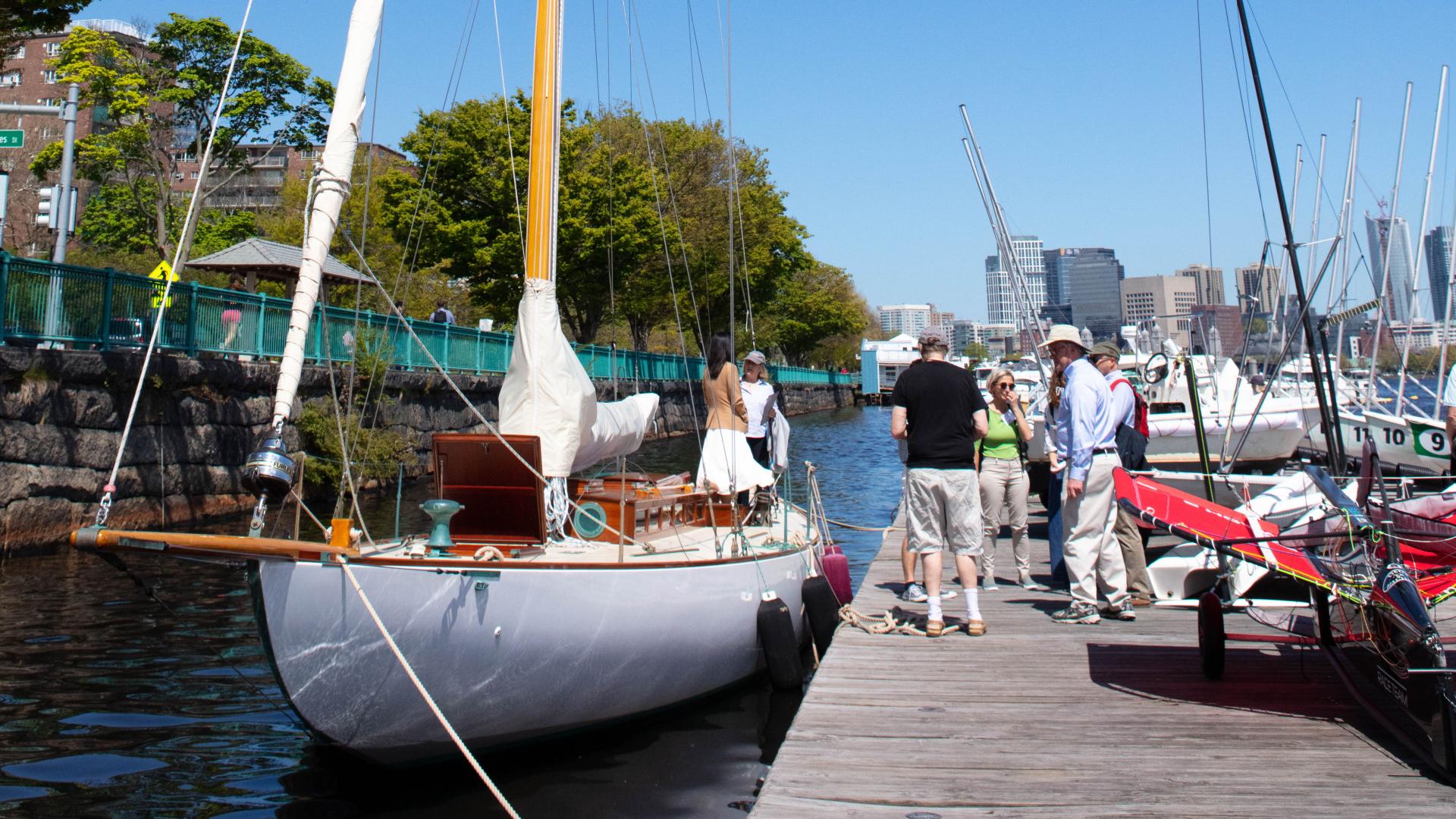 On May 11, a boat donated by MechE alumna and chair of the MIT Corporation Diane Greene SM ’78, was christened the “Chrys Chryssostomidis” in honor of Professor Chryssostomos Chryssostomidis. Greene and Chryssostomidis celebrated alongside members of the MIT community in a boat naming ceremony at the MIT Sailing Pavilion. 